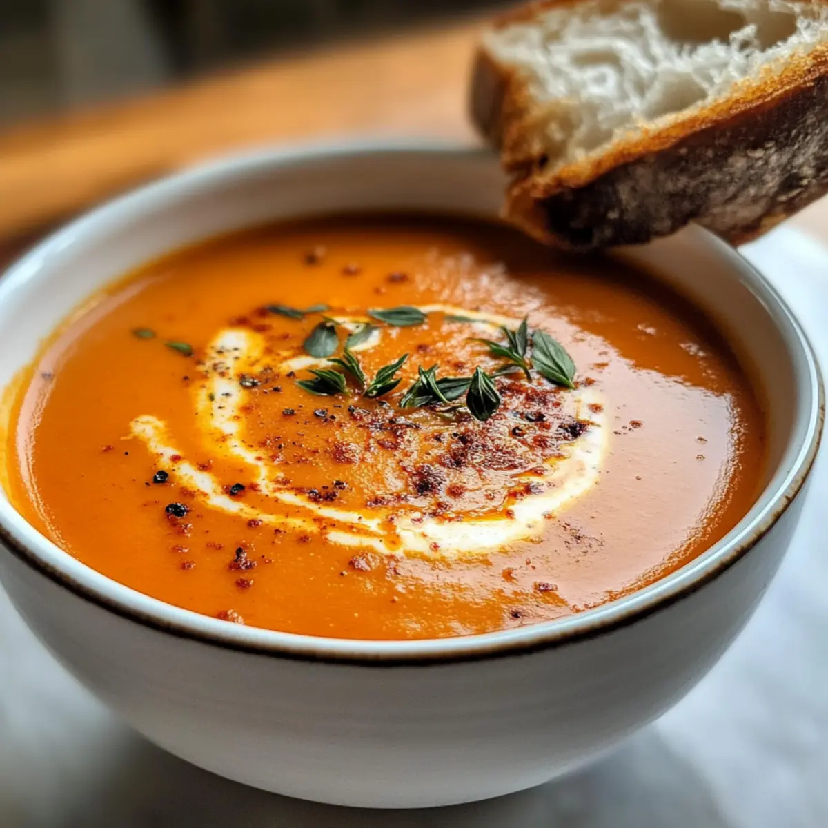 Cremige geröstete Paprika Gouda Suppe für jeden Tag