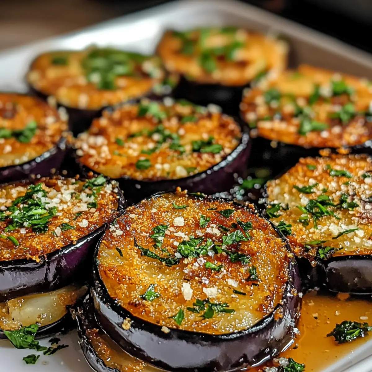 Knusprig Knoblauch Kräuter Brotkrusten Aubergine Genuss