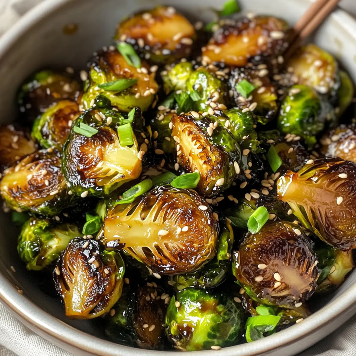 Glasierten Rosenkohl mit Ingwer Knoblauch Sauce