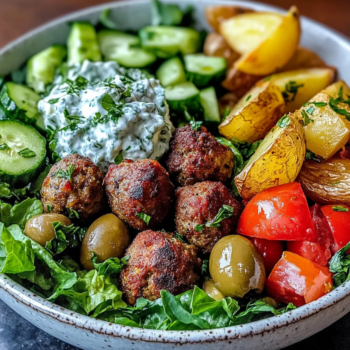 Griechische Fleischbällchen Schüssel für jeden Tag