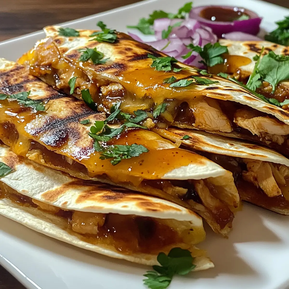 Scharfe Honig BBQ Hühnchen Quesadillas schnell gemacht