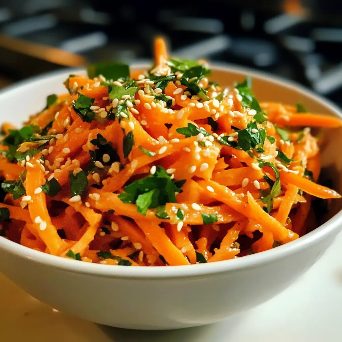 Karottensalat mit Ingwer-Sesam-Dressing genießen