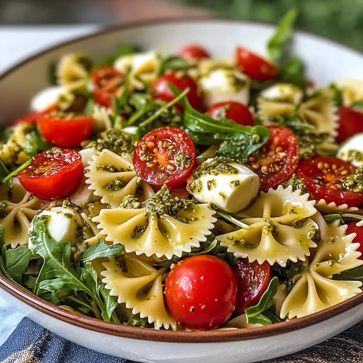 Mediterraner Nudelsalat mit Pesto in nur 15 Minuten