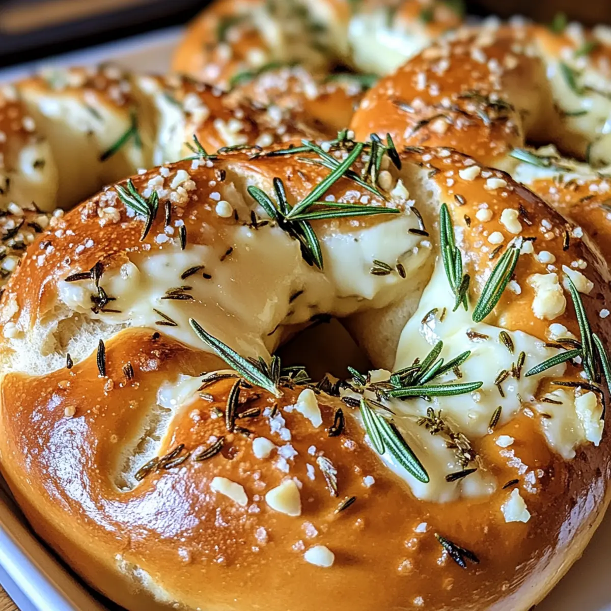 Mozzarella gefüllte Rosmarin Parmesan Brezeln selber machen