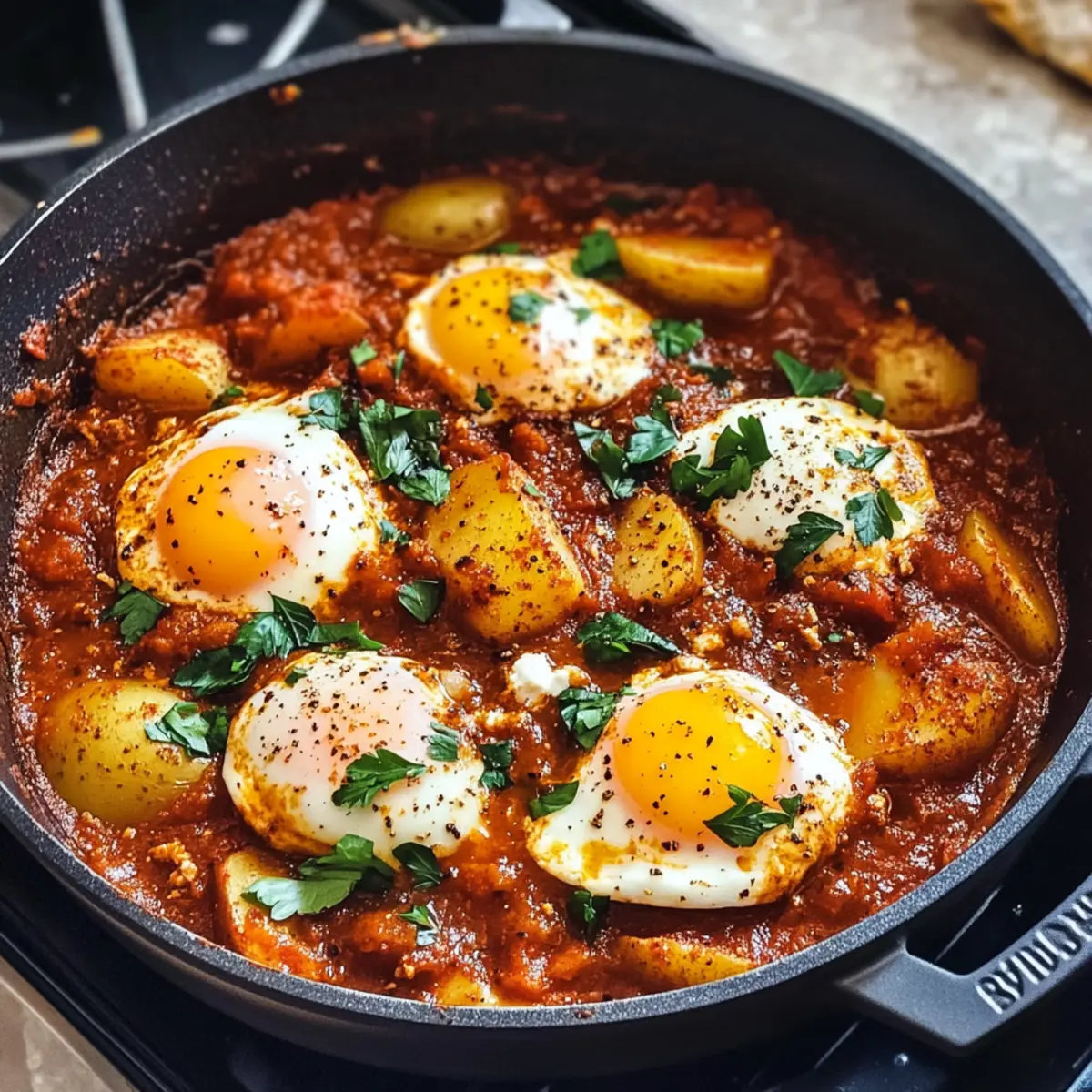 Eintopf Würzige Eier und Kartoffeln perfekt für Frühstück