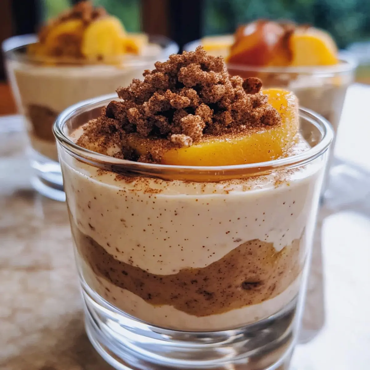 Pfirsichmousse mit Zimtknuspersingen für den Sommer