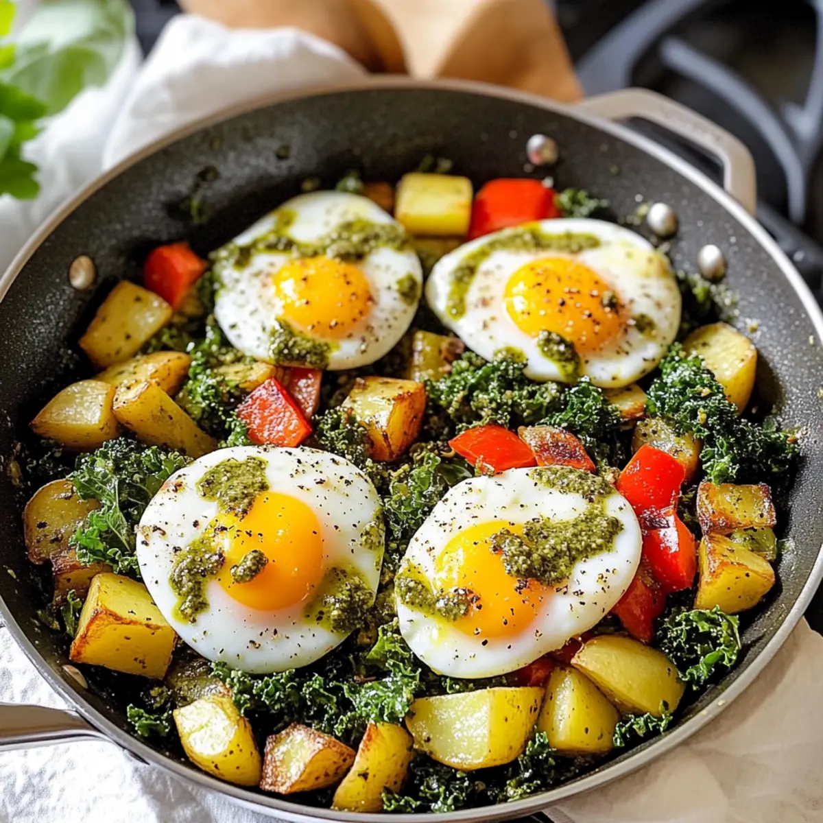 Pesto Eier & Kartoffel Pfanne für schnelle Küche