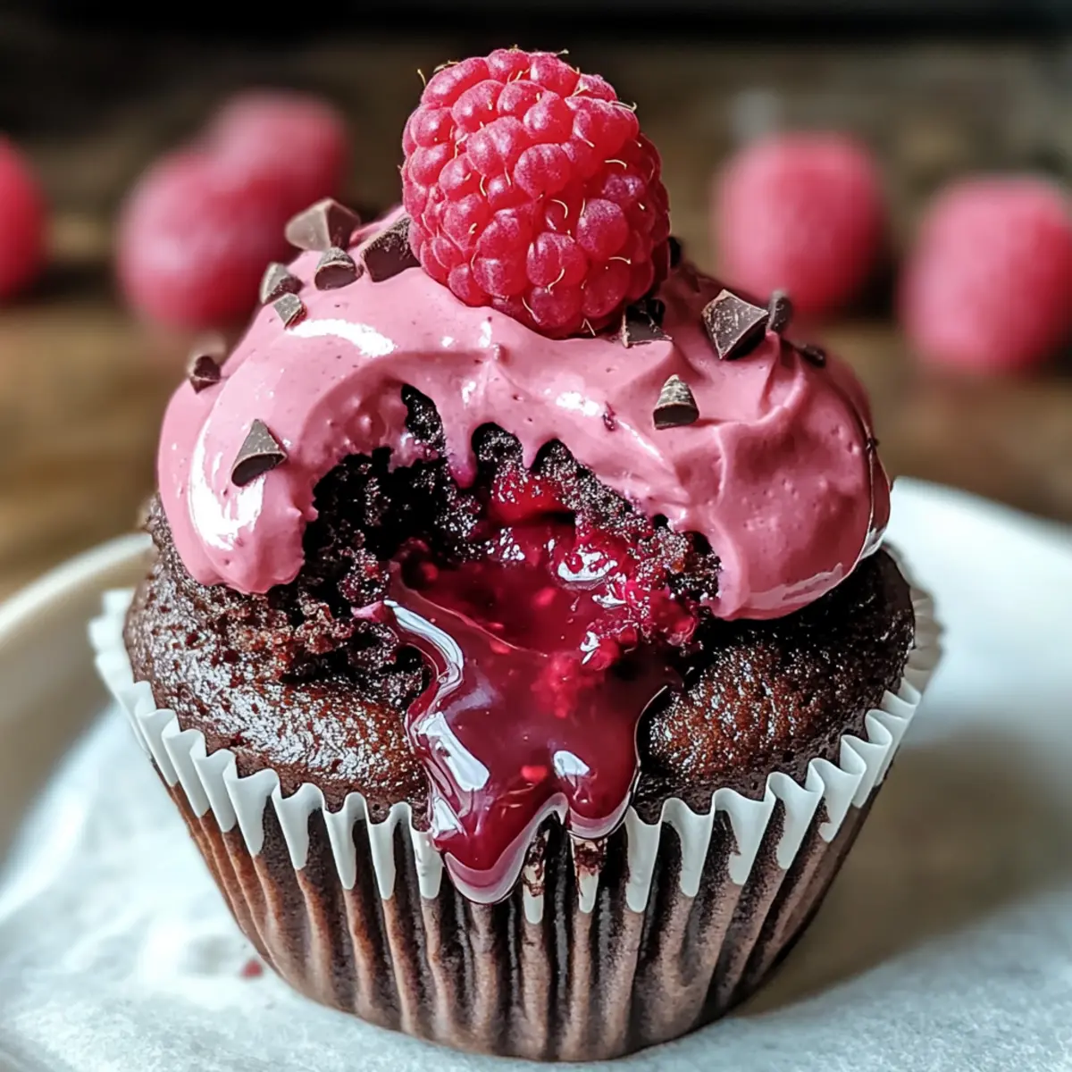 Himbeer-Schokoladen-Lava-Cupcakes für Schokoladenliebhaber