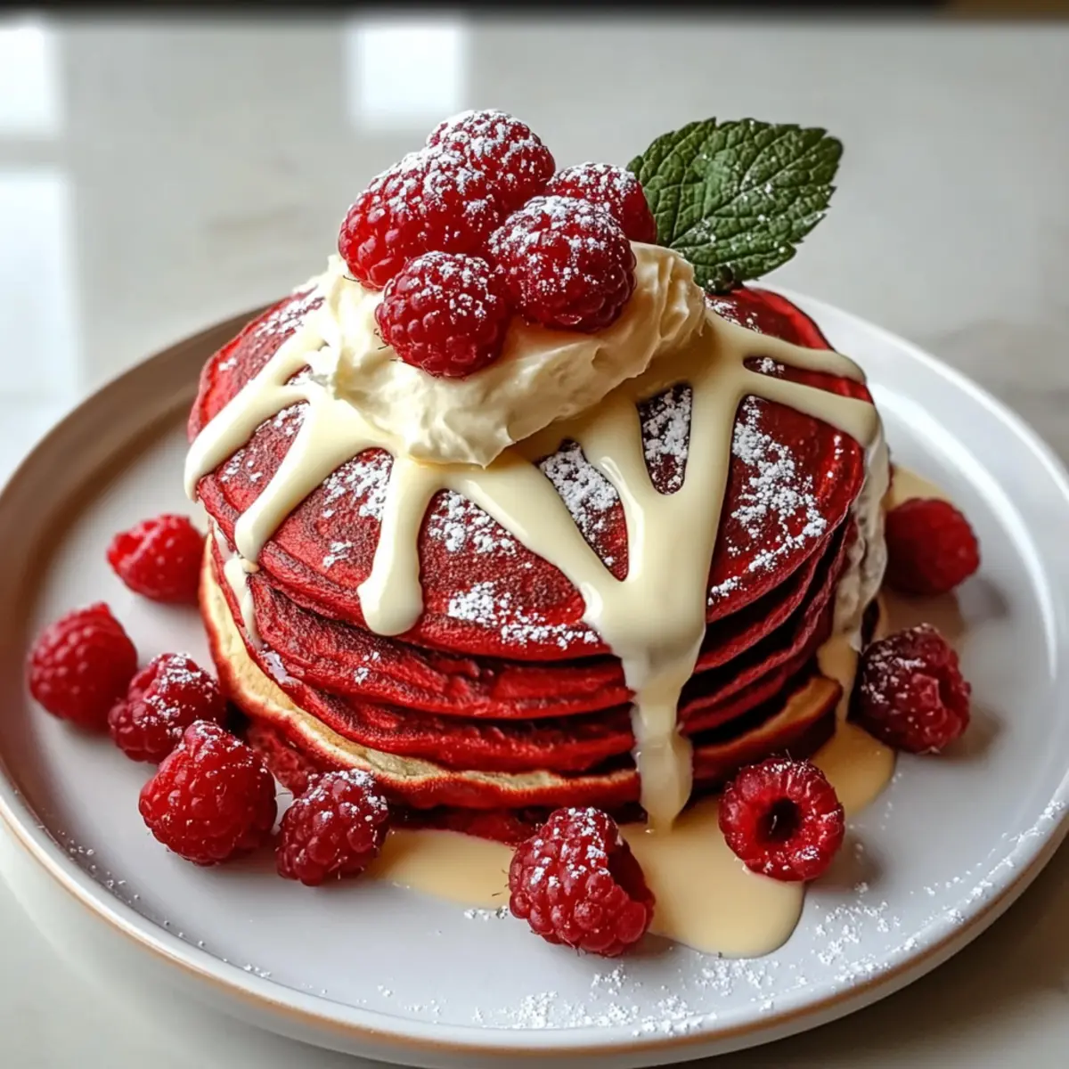 Rote Samt-Pfannkuchen für den perfekten Brunch