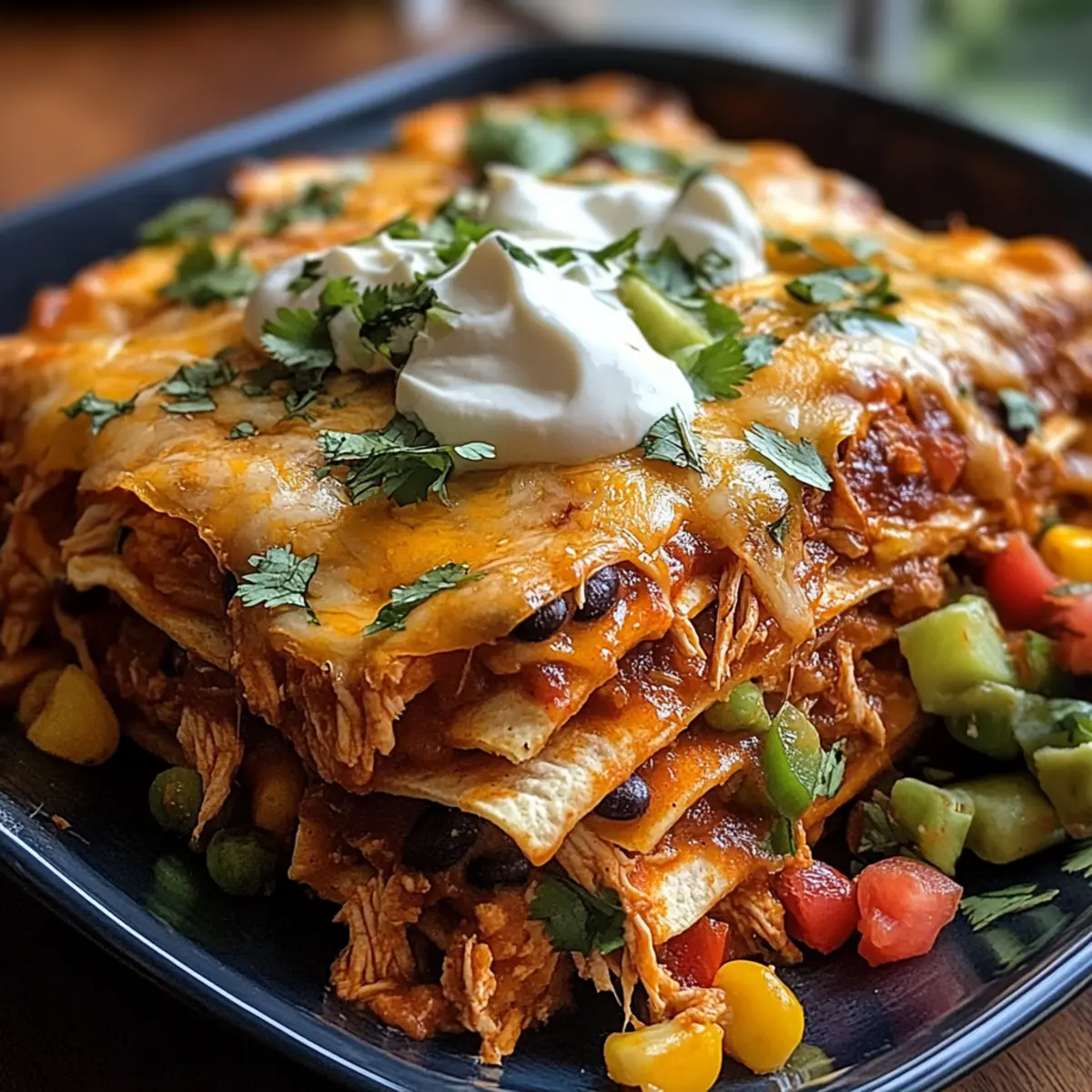Zerrissenes Hühnchen-Enchilada-Auflauf für gemütliche Abende