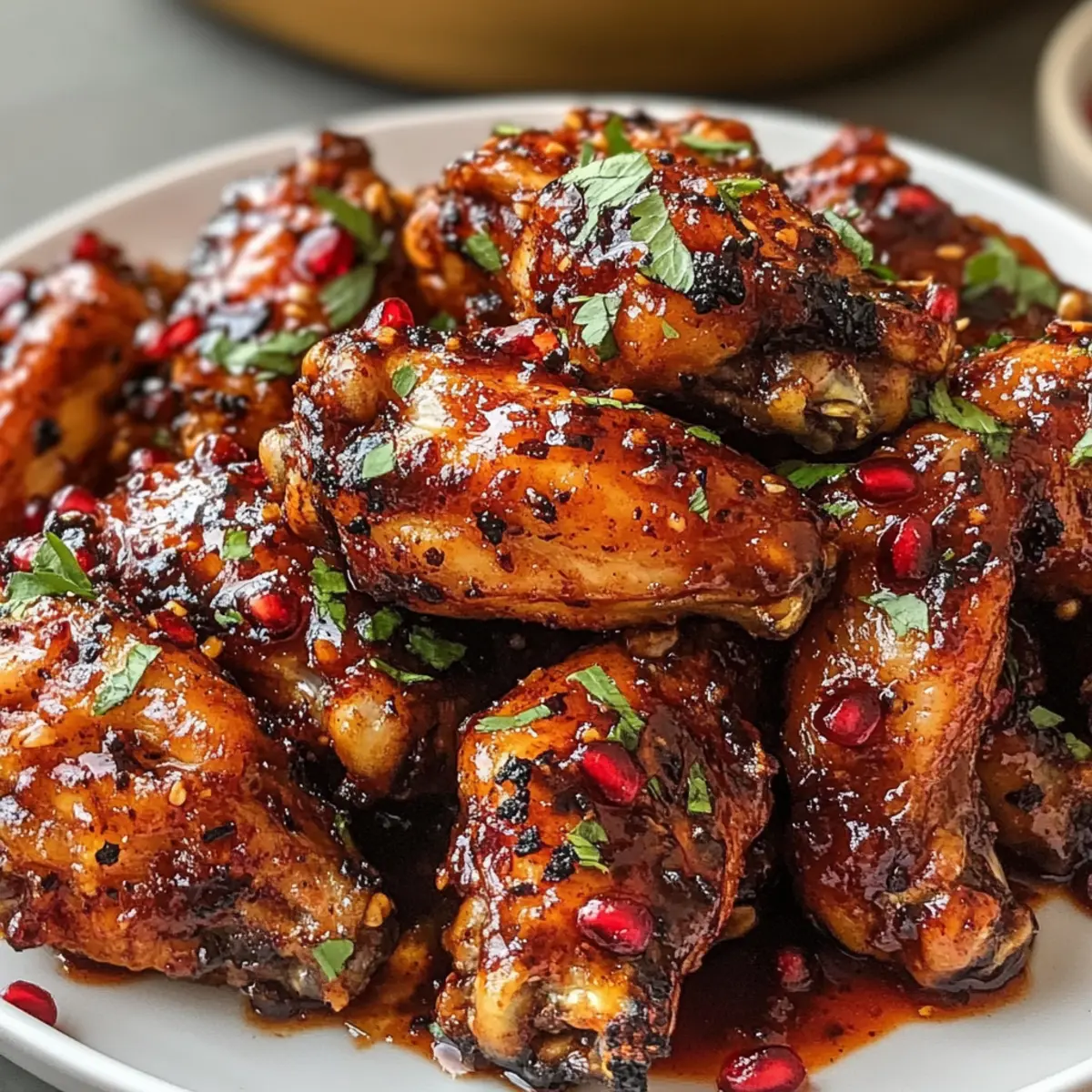 Rauchige Harissa- und Granatapfel-BBQ-Flügel genießen