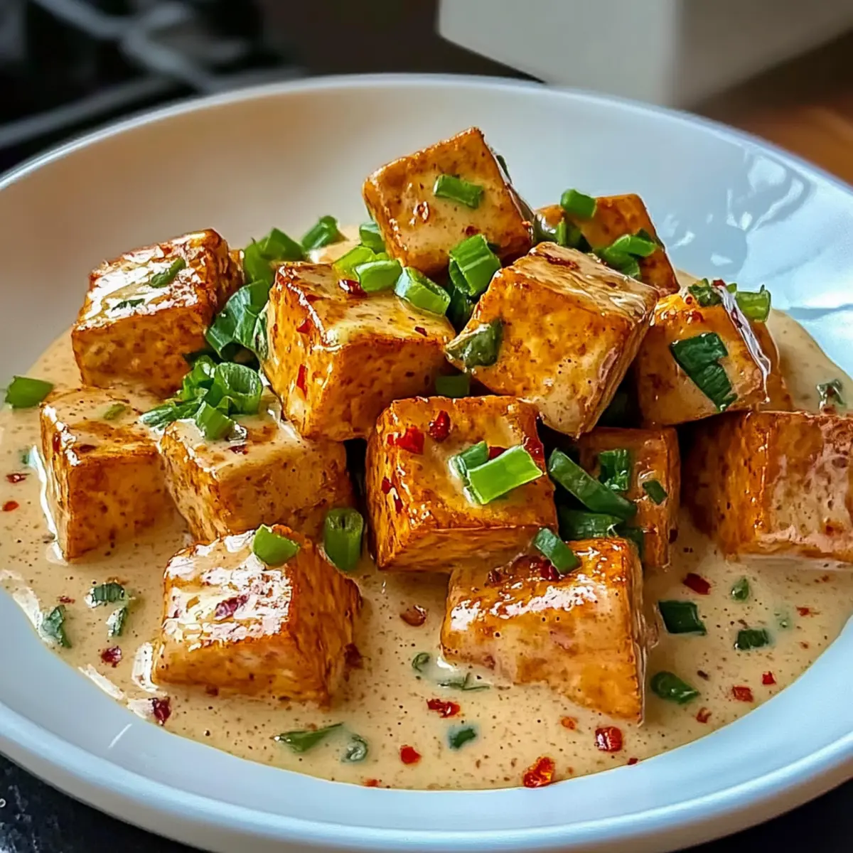 Würziger Tofu mit cremiger Kokosnusssauce schnell gemacht