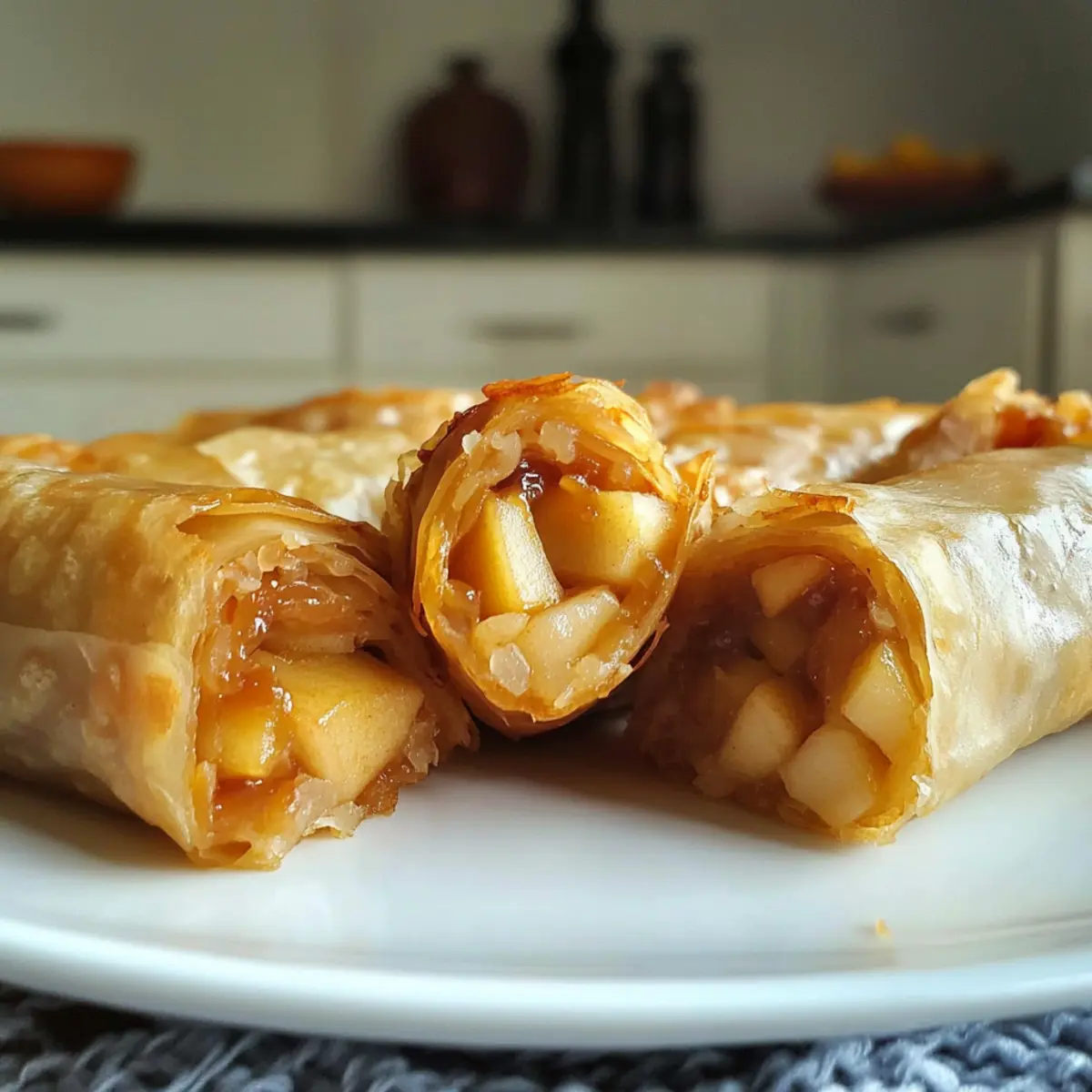 Gebackene Apfelkuchen Reispapierrollen leicht gemacht
