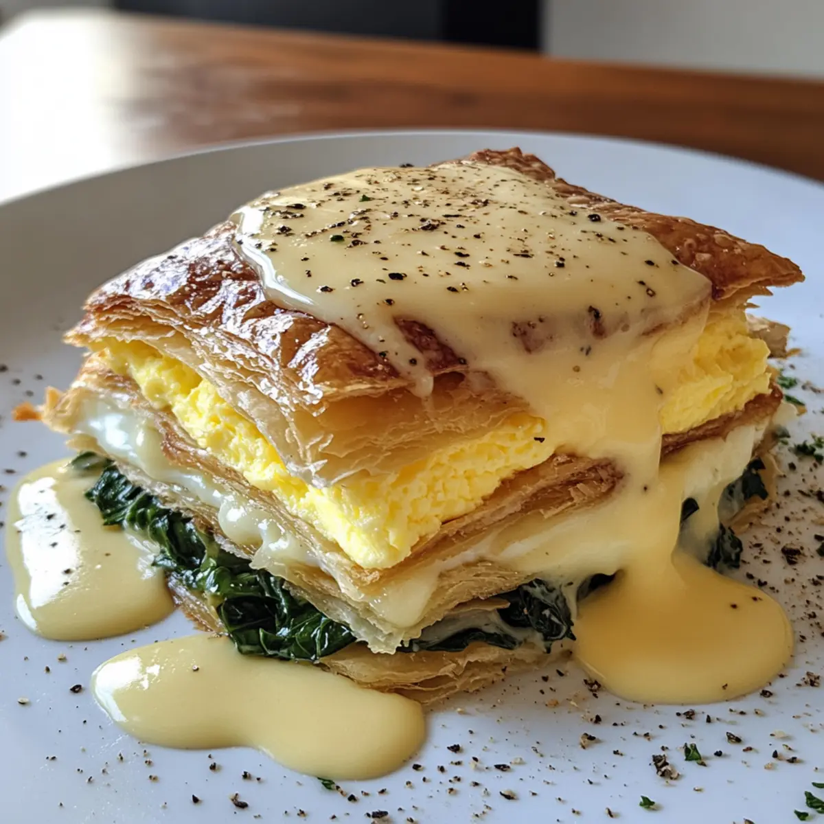 Überbackene Eier Napoleon mit Sauce Hollandaise genießen