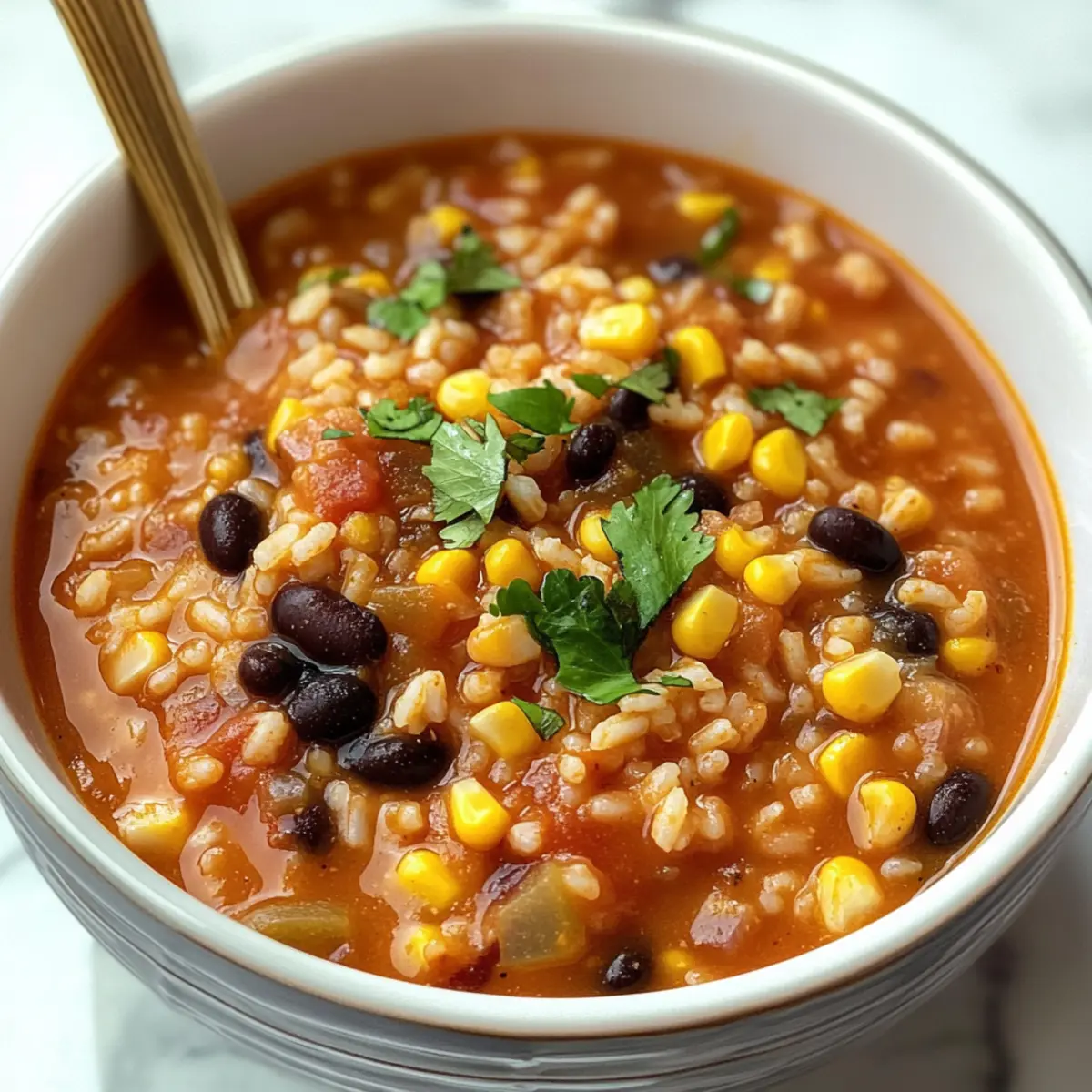 Bohnen und Reis Taco Suppe in 30 Minuten