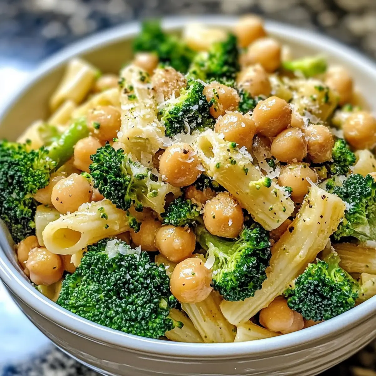 Brokkoli Kichererbsen Pasta mit Knoblauch Olivenöl