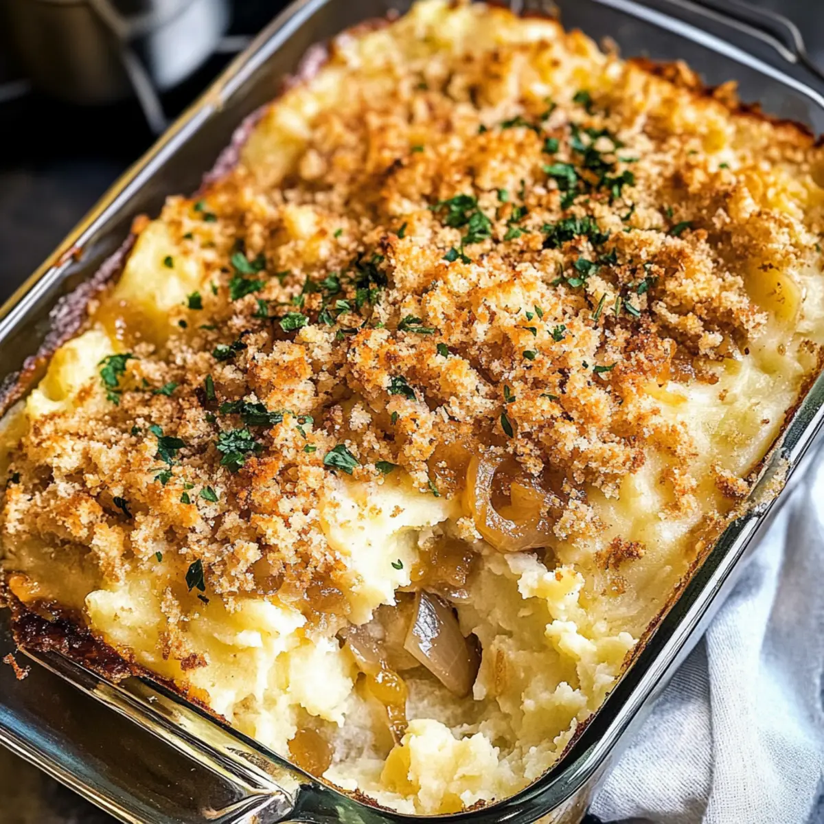 Käse-Karamellisierte Zwiebel Kartoffelauflauf für Genuss