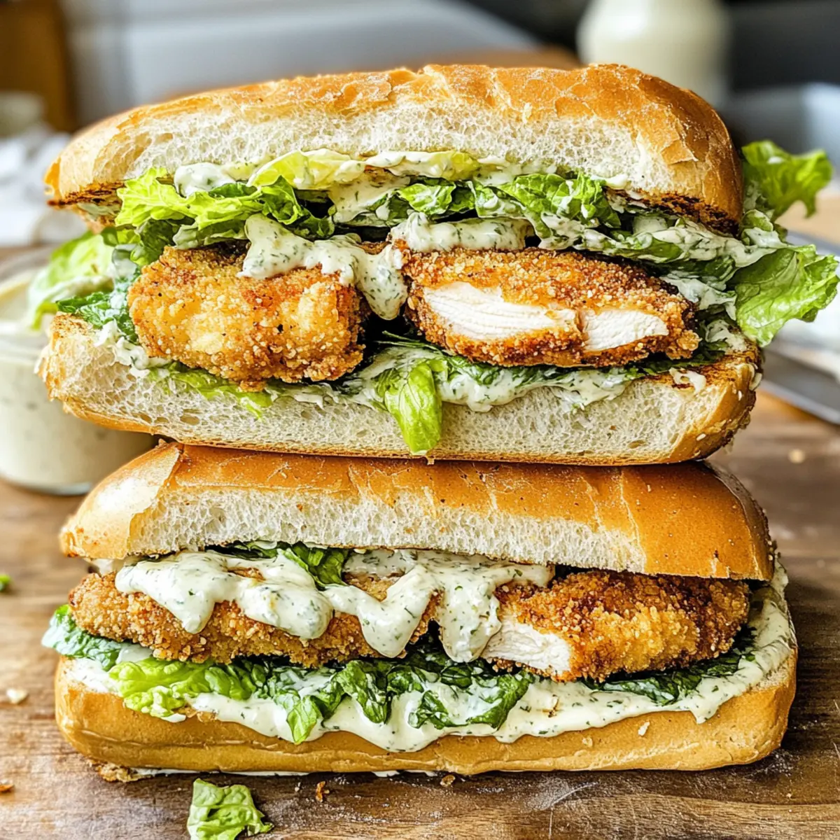 Cremige Hähnchen Caesar Sandwiches für Daheim
