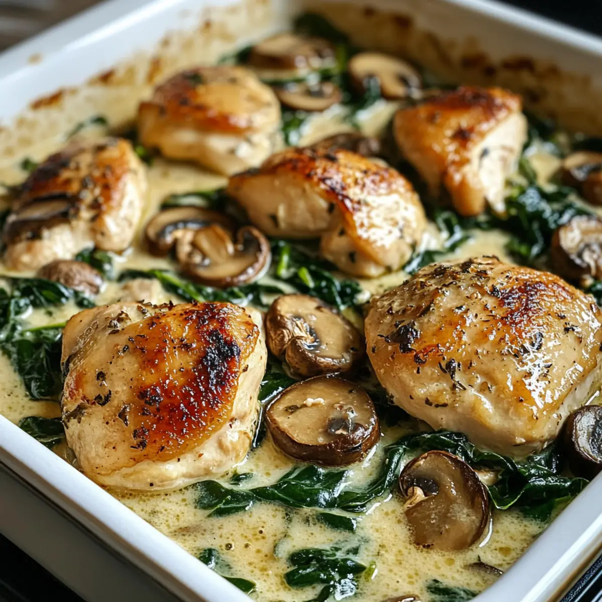 Hähnchen, Spinat und Pilz Low-Carb Auflaufform