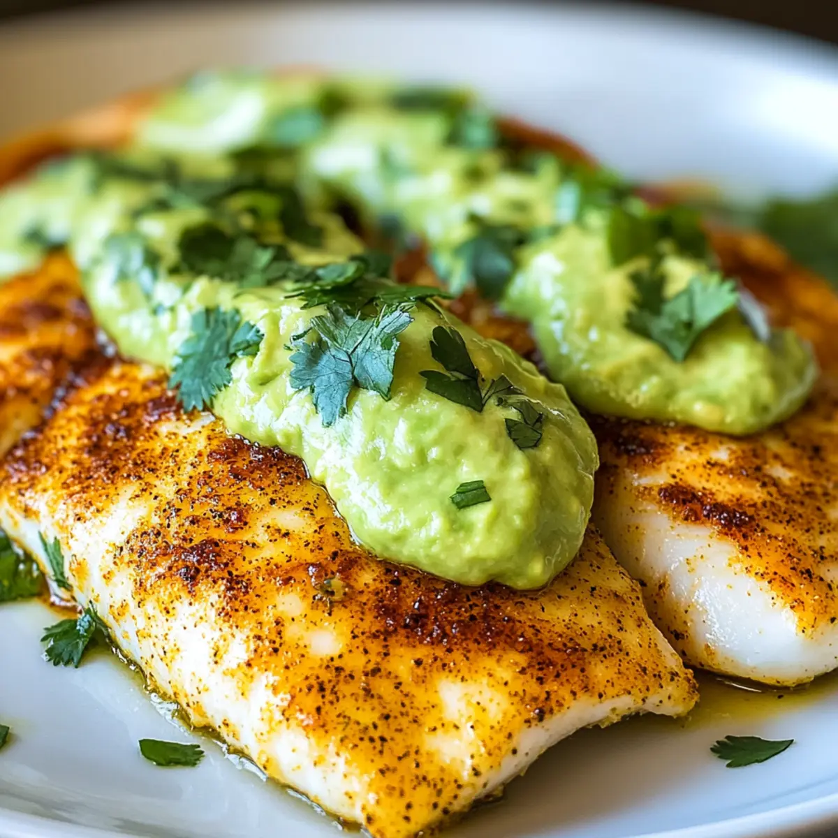 Chili-Limetten-gebackener Tilapia mit Avocado-Crema