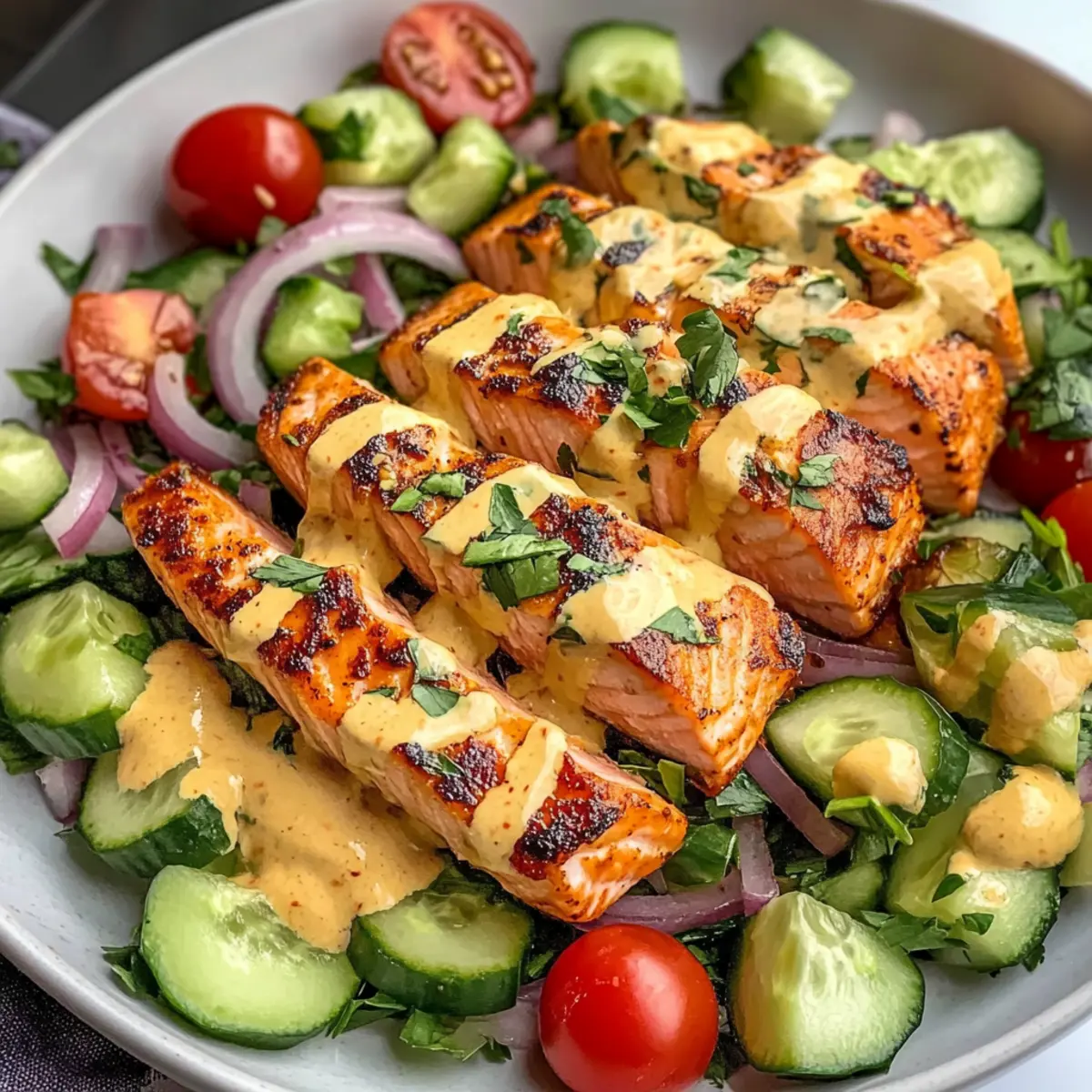 Cremiger Bang Bang Lachs Salat für schnelle Genussmomente