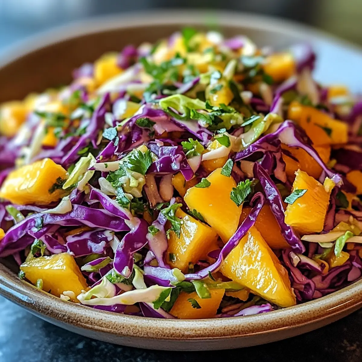 Krosse Mango-Schlamm mit Limetten-Honigdressing