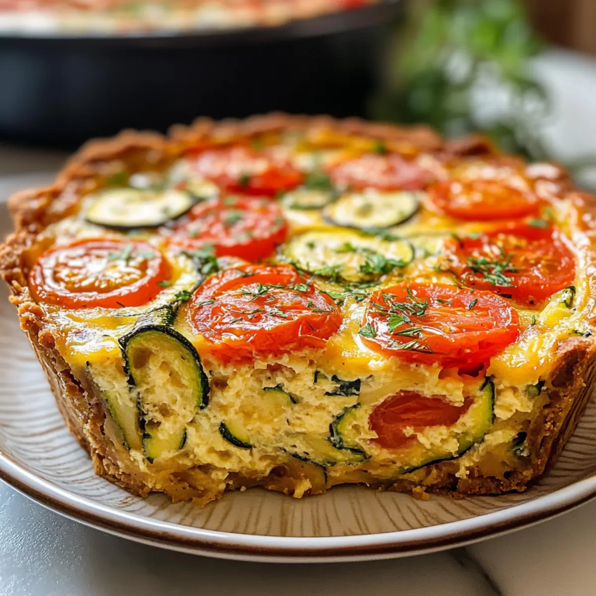 Krustenloser Zucchini-Tomaten-Quiche für jeden Anlass