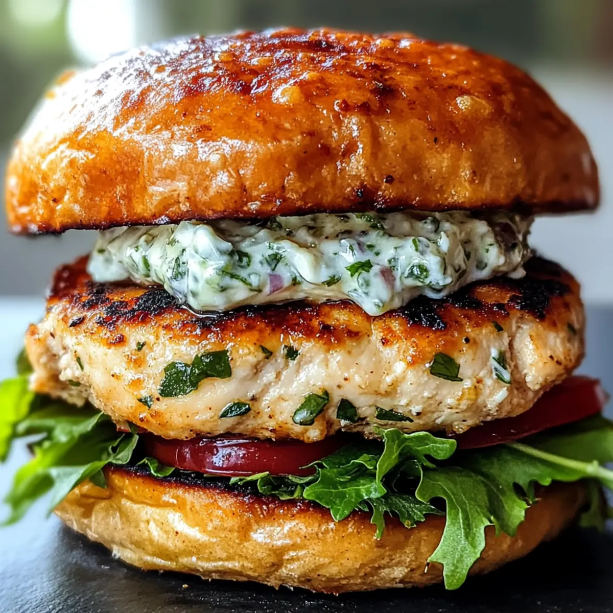 Griechische Hühnchenburger mit frischem Tzatziki