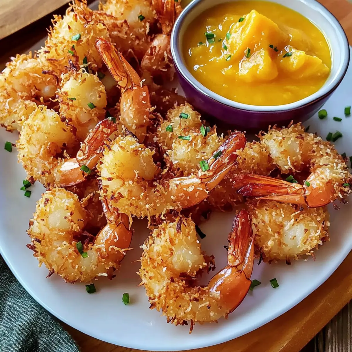 Riesen-Kokosnuss-Garnelen mit Mango-Dip