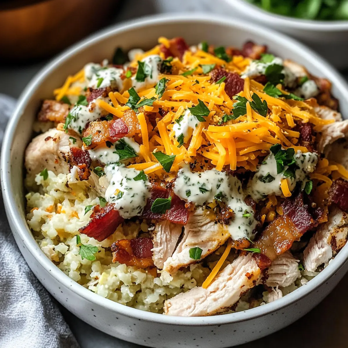 Keto Hähnchen Rindfleisch Speck Ranch Schalen genießen