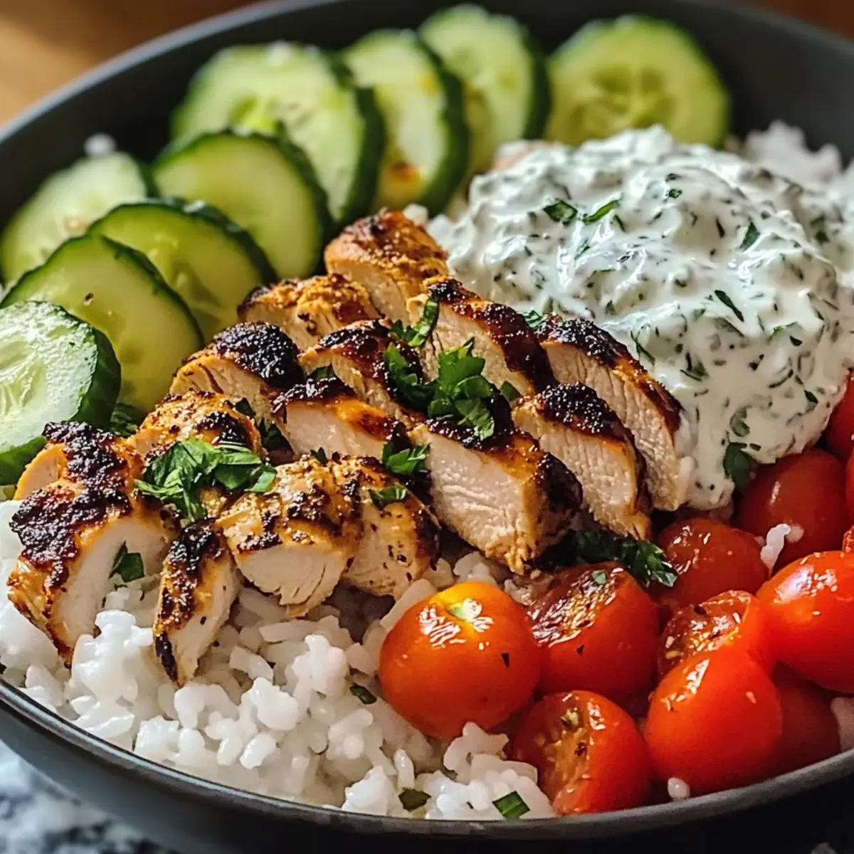 Mediterrane Hähnchen-Reisbowl in 30 Minuten