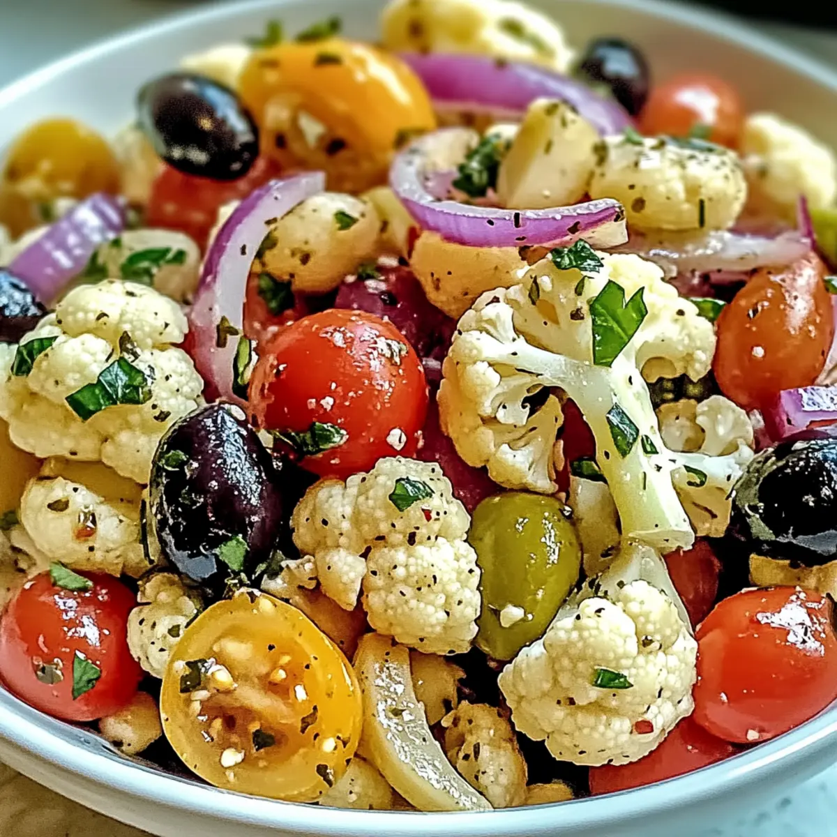 Mediterraner marinierter Blumenkohlsalat Beilage für jeden Tag