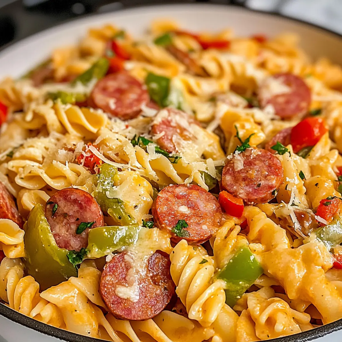 Ein Topf Kielbasa Pasta für schnelles Abendessen