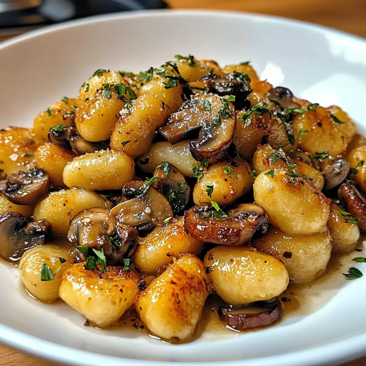 Pfannengebratene Gnocchi mit Knoblauchbutter-Pilzen