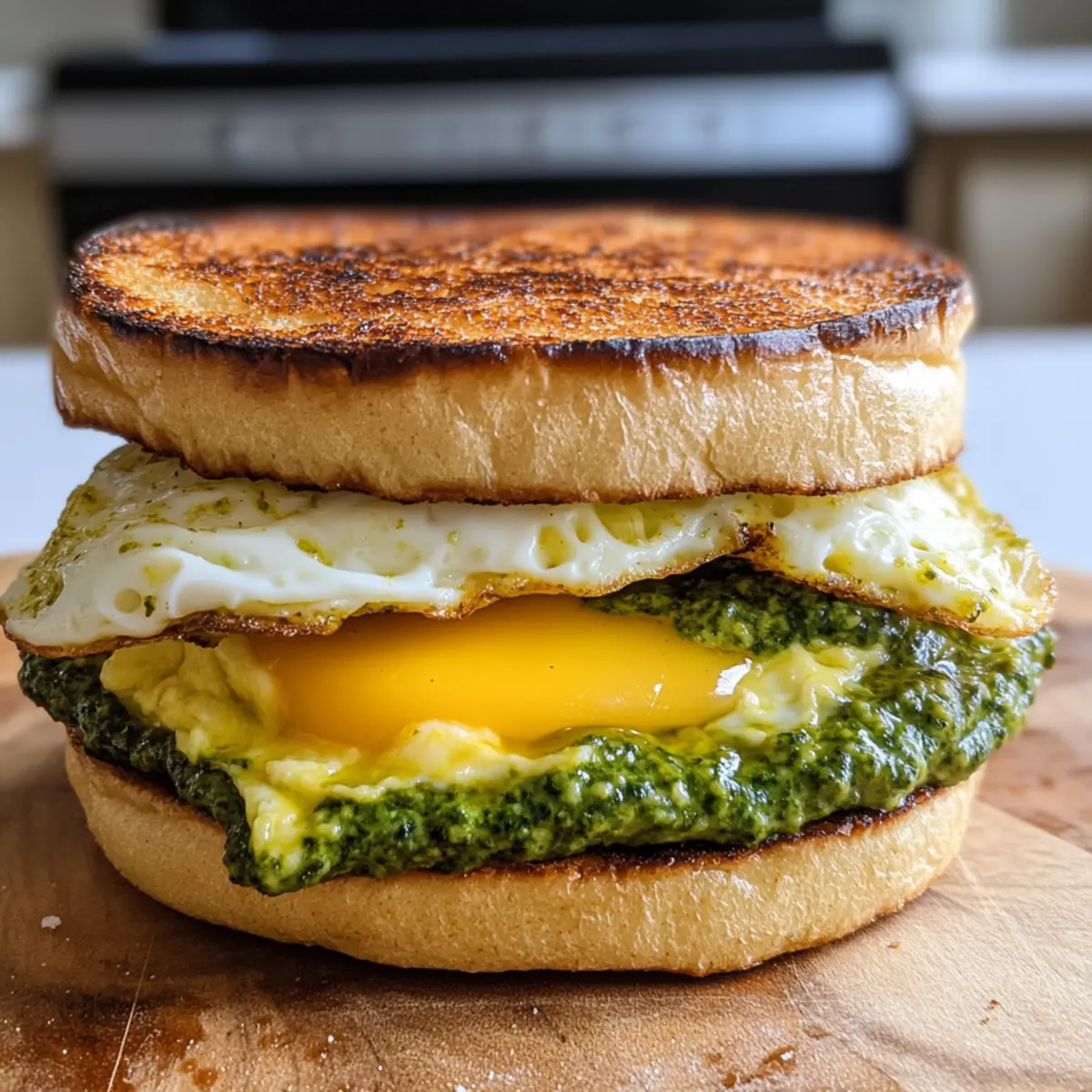 Pesto-Ei-Frühstücks-Sandwich in 10 Minuten zubereiten