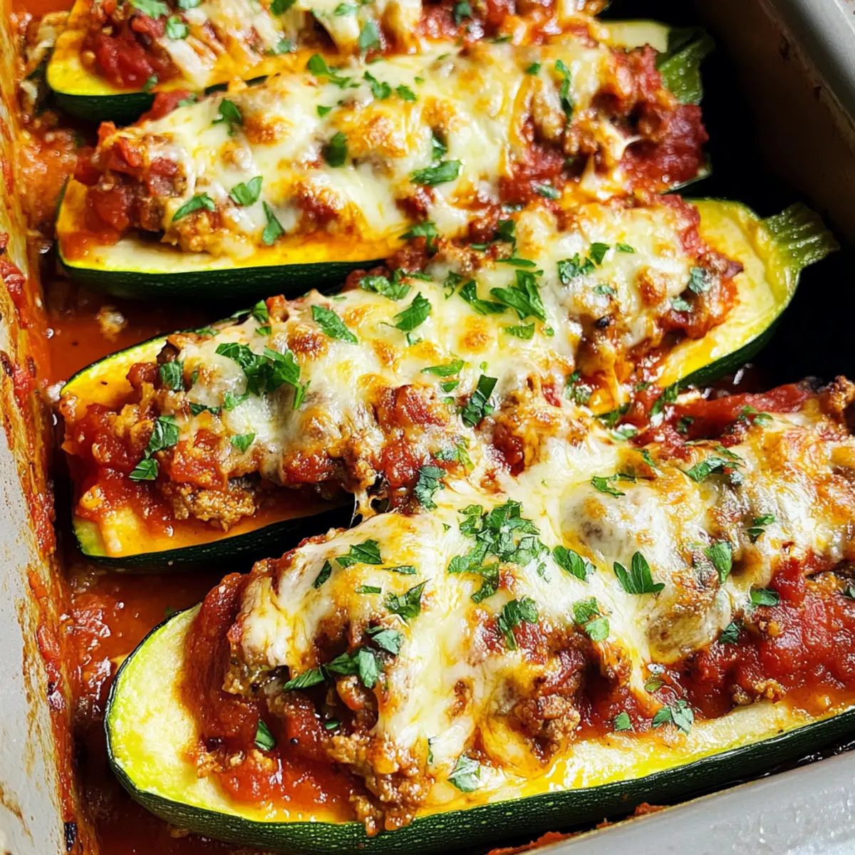 Gefüllte Zucchini-Boote mit würziger Füllung