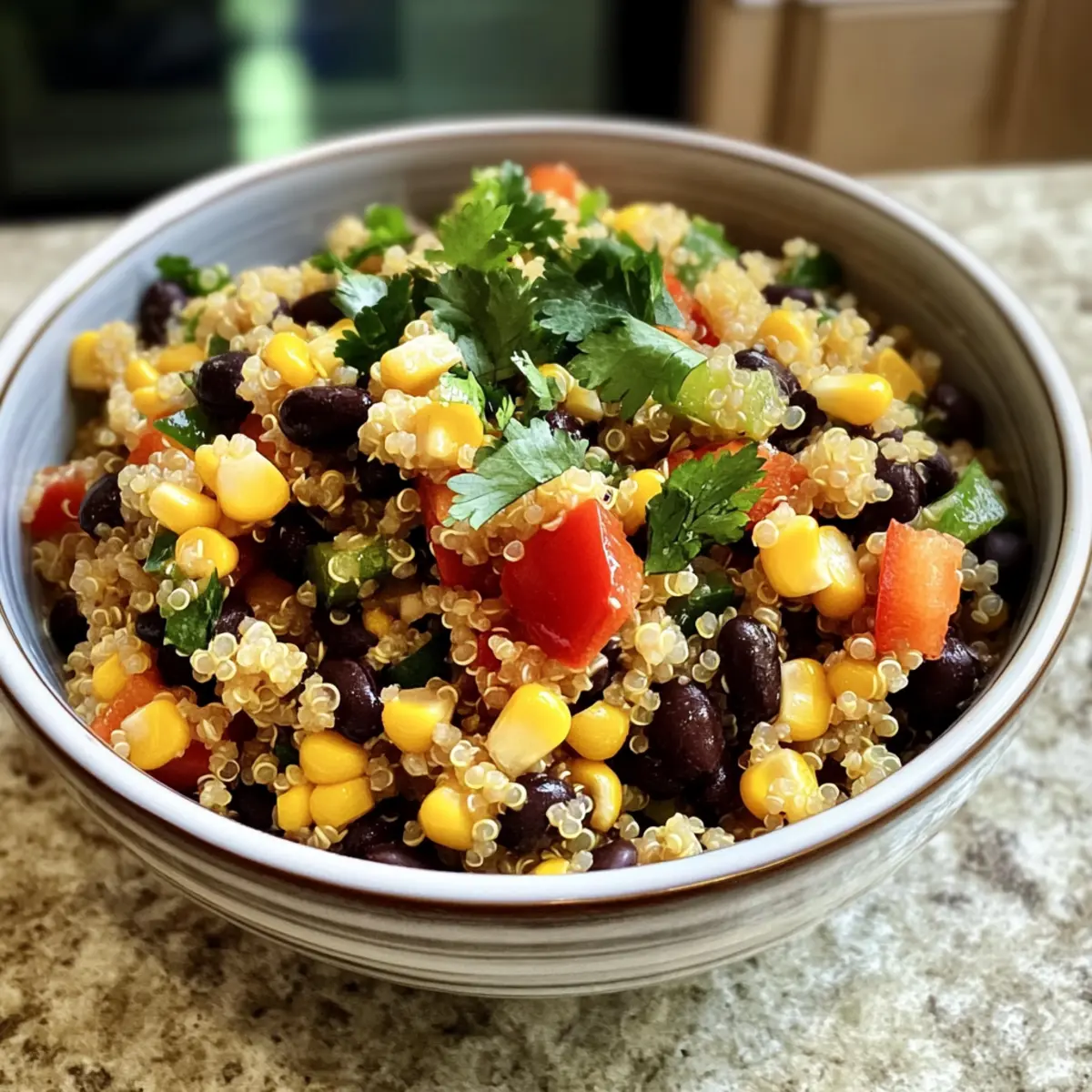 Süßes Mais- und schwarze Bohnen-Quinoa-Salat genießen