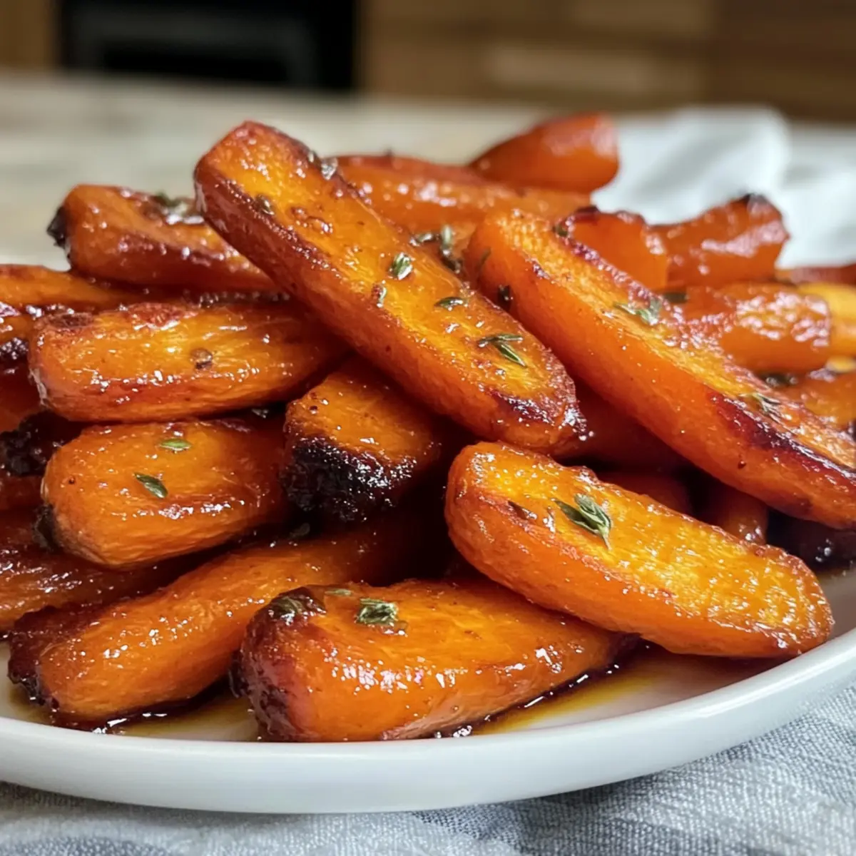 Luftfritteuse geröstete Karotten mit Honigglasur