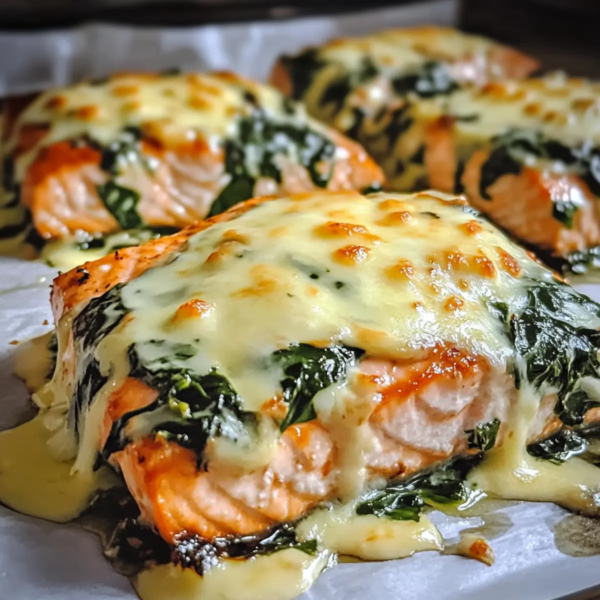 Gebratener Lachs mit Spinat Mozzarella genießen