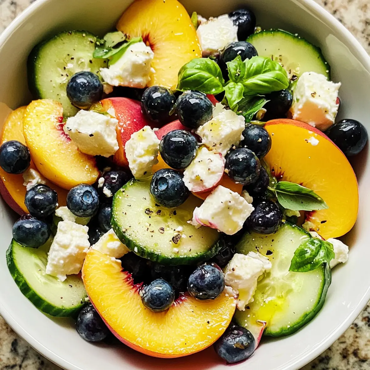 Heidelbeer-Pfirsich-Feta-Salat für den Sommergenuss