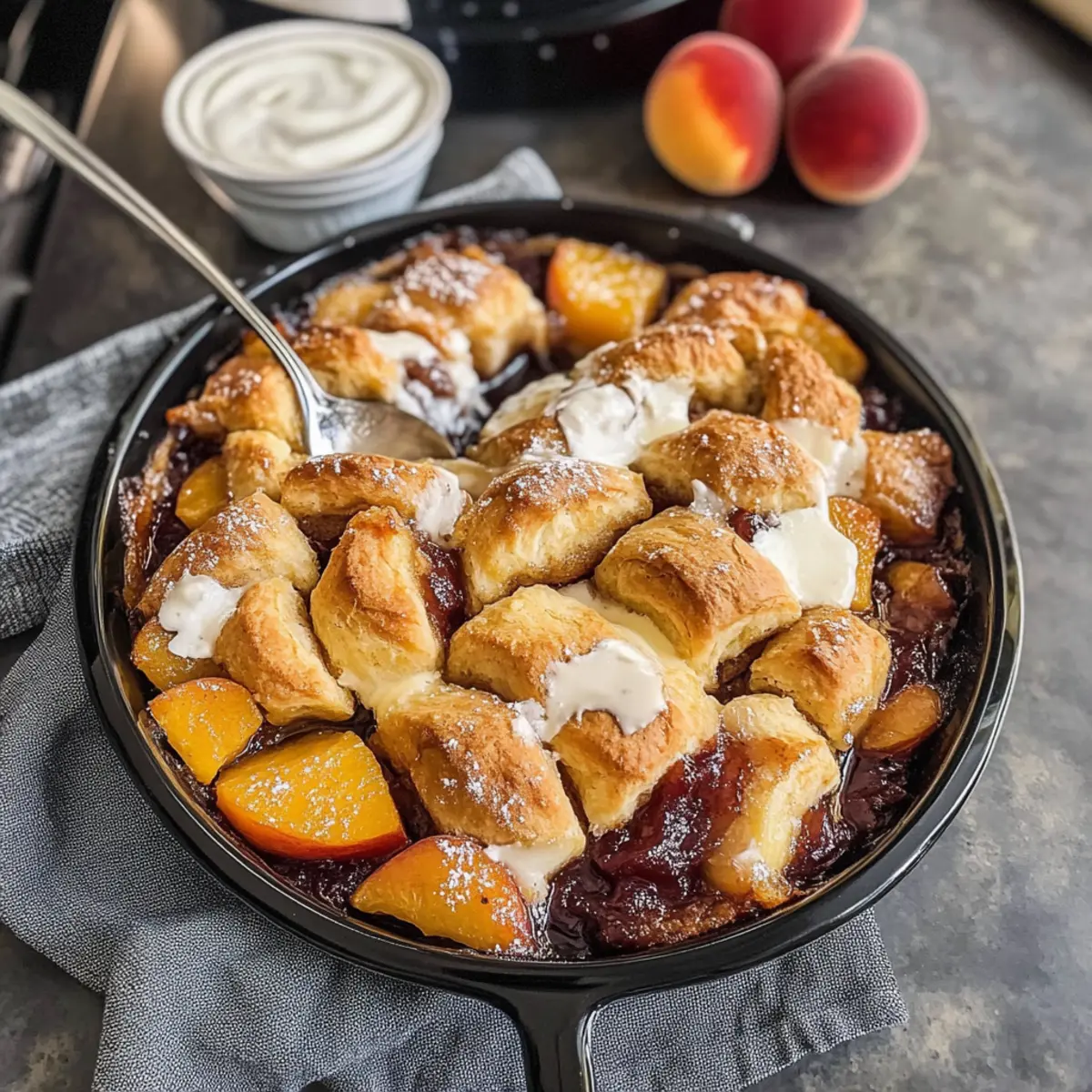 Zimtschnecken-Pfirsich-Cobbler für den perfekten Sommer