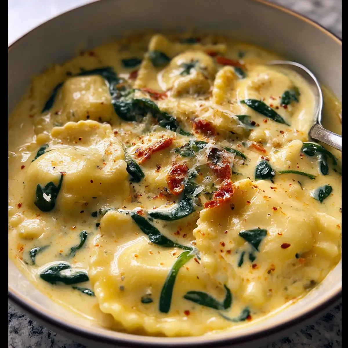 Cremige toskanische Ravioli-Suppe für Soulfood-Momente