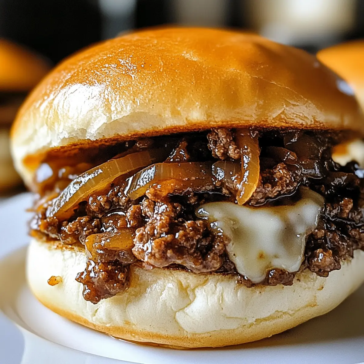 Französische Zwiebel-Rindfleisch Sloppy Joes ganz einfach