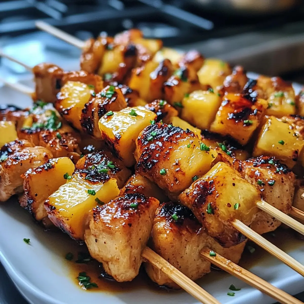 Grilled Chicken Pineapple Skewers mit Honig-Chili-Glasur
