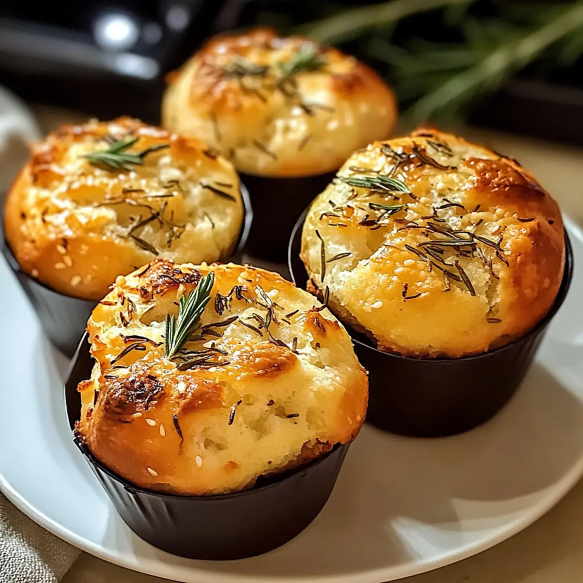 Goldene Kruste Knoblauch Rosmarin Focaccia Muffins