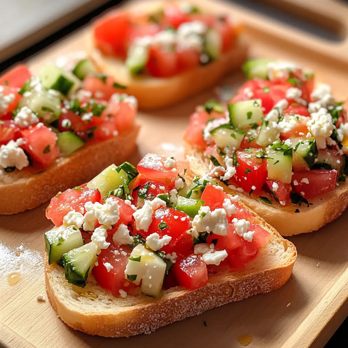 Griechische Bruschetta mit Feta und frischem Gemüse