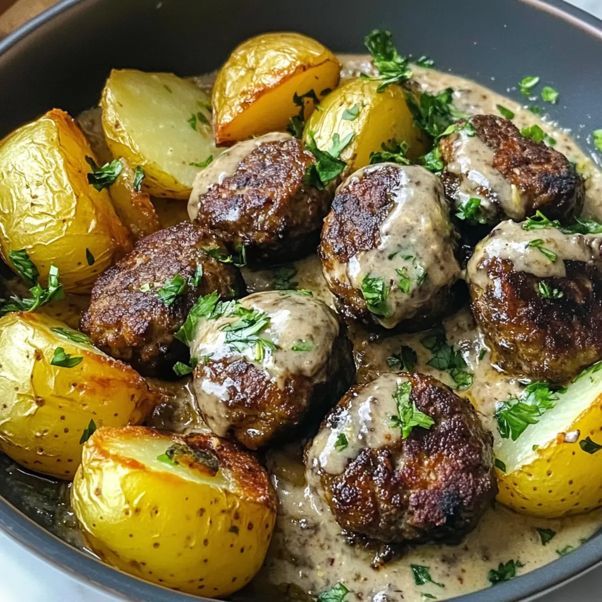 Mundwassernde Tahini-Kofta mit cremiger Sauce