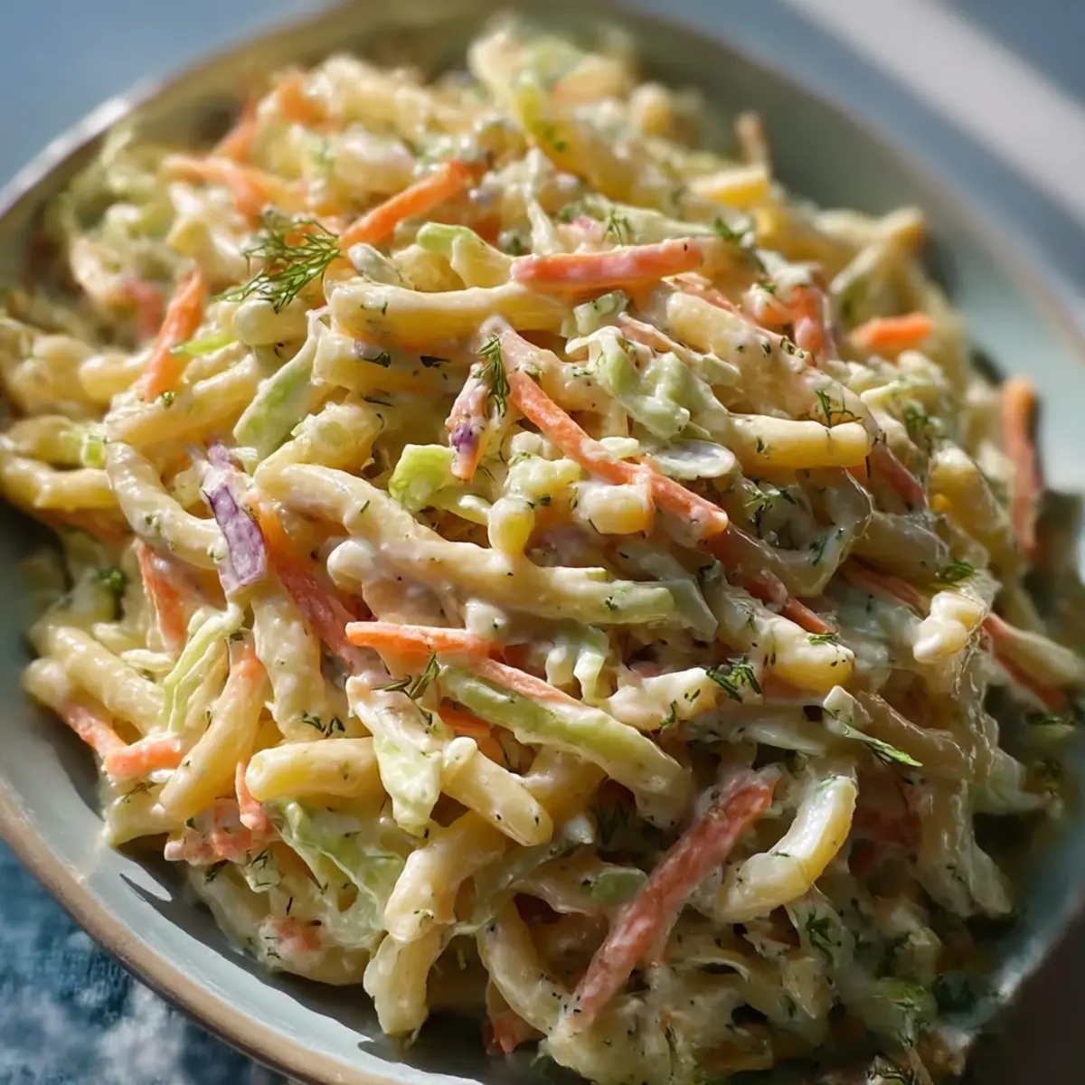 Nudelsalat mit Coleslaw-Dressing für den Sommer