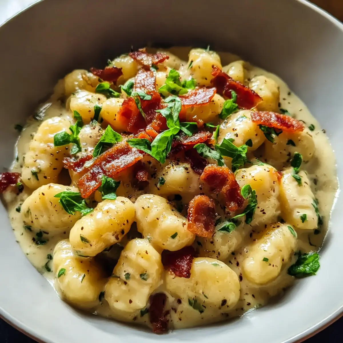 Geröstete Knoblauch-Cremesauce mit Gnocchi Liebe