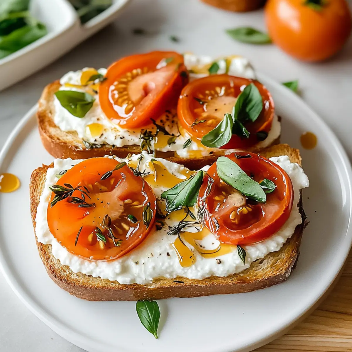 Herzhafter geschlagener Hüttenkäse-Toast mit Tomaten
